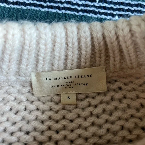 Sezane Cozy Cream Cable Knit Sweater - Picture 7 of 8